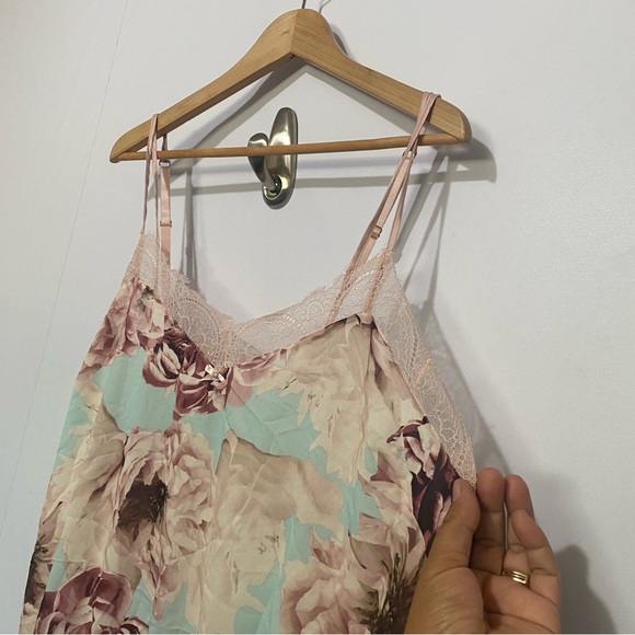 Cacique Floral Lace Romper Sleepwear Plus Size 26/28 | Pink Aqua Peony Print - Picture 3 of 11